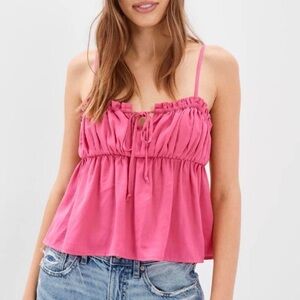 American Eagle Pink Cinch Babydoll Camisole Top
•Size: M